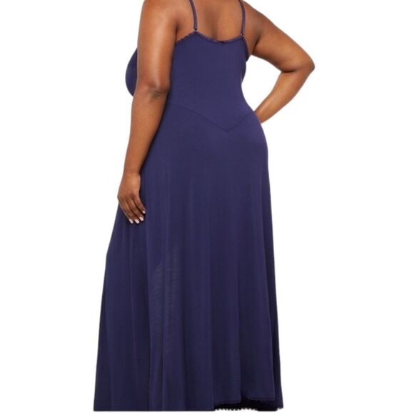 Savage X Fenty Blue Flowy Lace Lingerie Cover Up Sexy Maxi Open Cami Slip Dress - Picture 11 of 11